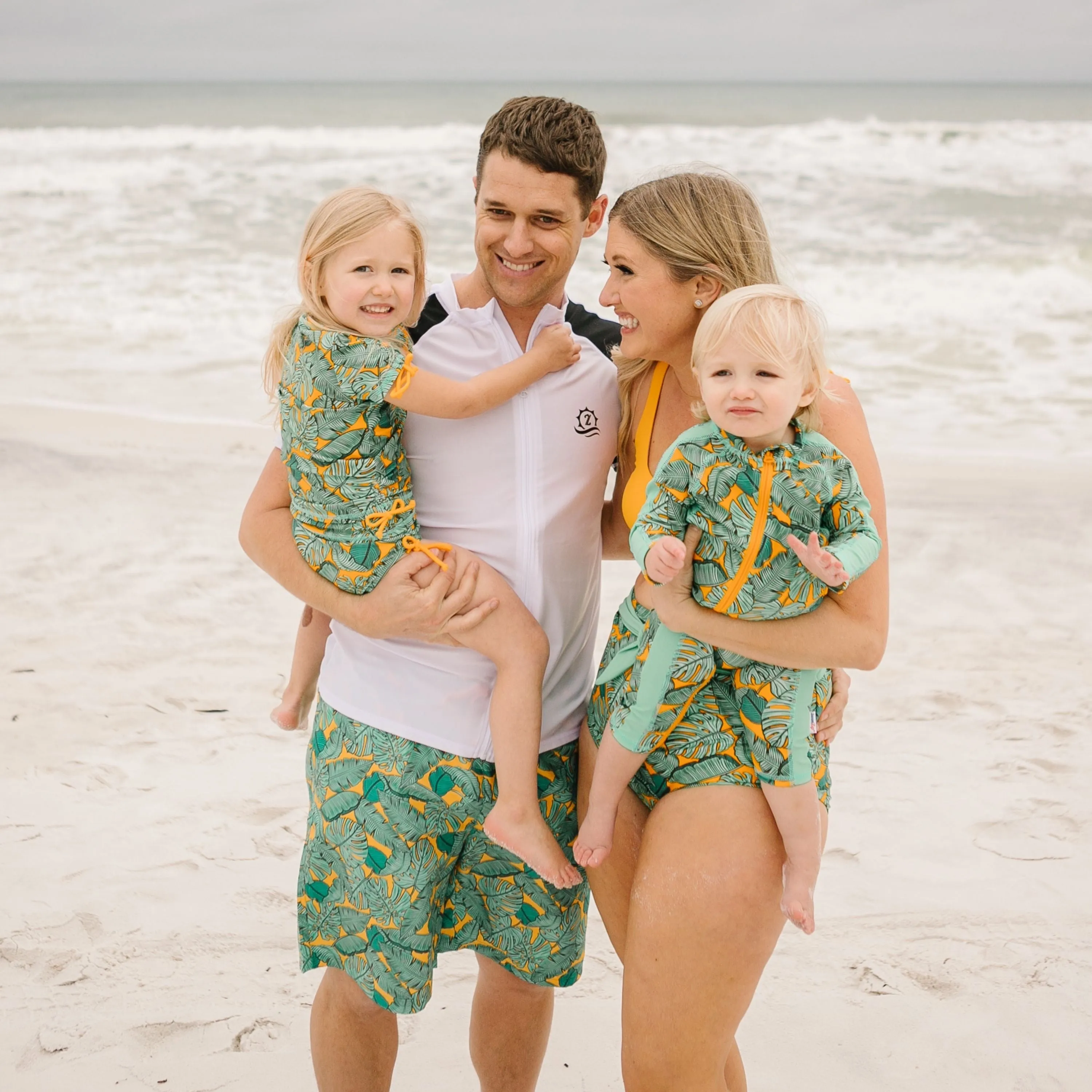 Girls Short Sleeve Rash Guard   Tankini Bikini Set (3 Piece) | "The Tropics”