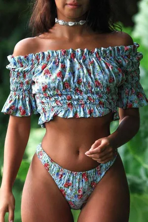 Girly Floral Print Bikini Swimwear