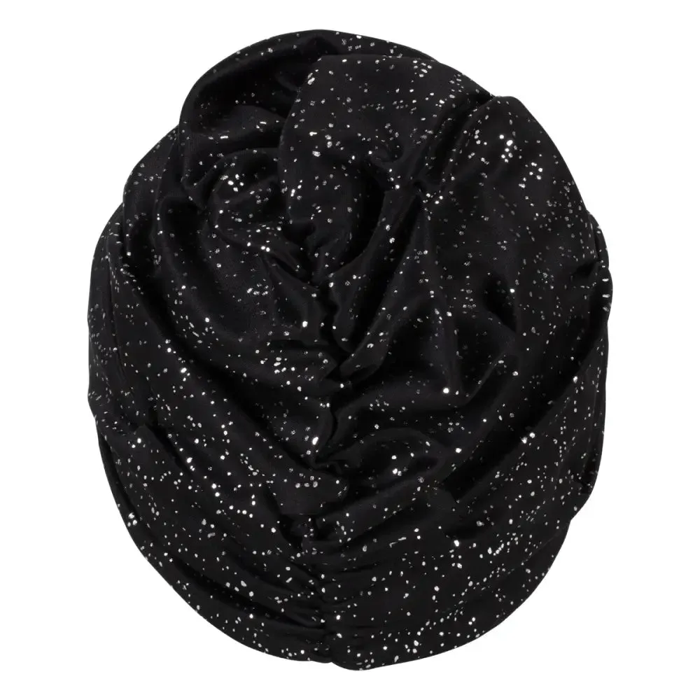 Glamorous Swim Turban Womens' Swim Hat With Velcro Fastener Black Sparkly 3434