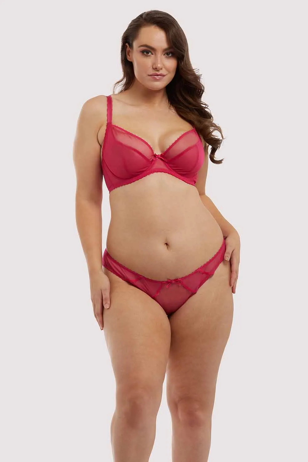 Grace Hot Pink Mesh Brazilian Brief