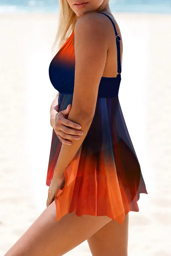 Gradient Classic V Neck Tankini
