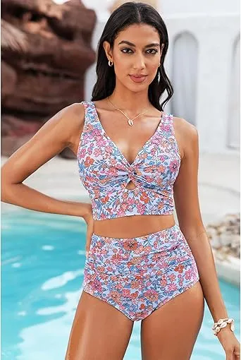 GRAPENT Women's High Waisted Swim Bottom Ruched Bikini Tankini Swimsuit Briefs
