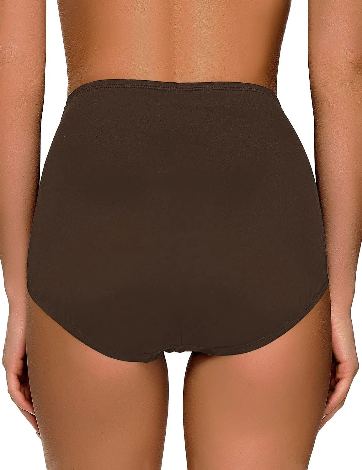 GRAPENT Women's High Waisted Swim Bottom Ruched Bikini Tankini Swimsuit Briefs