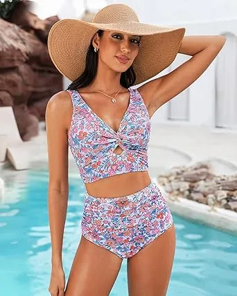 GRAPENT Women's High Waisted Swim Bottom Ruched Bikini Tankini Swimsuit Briefs