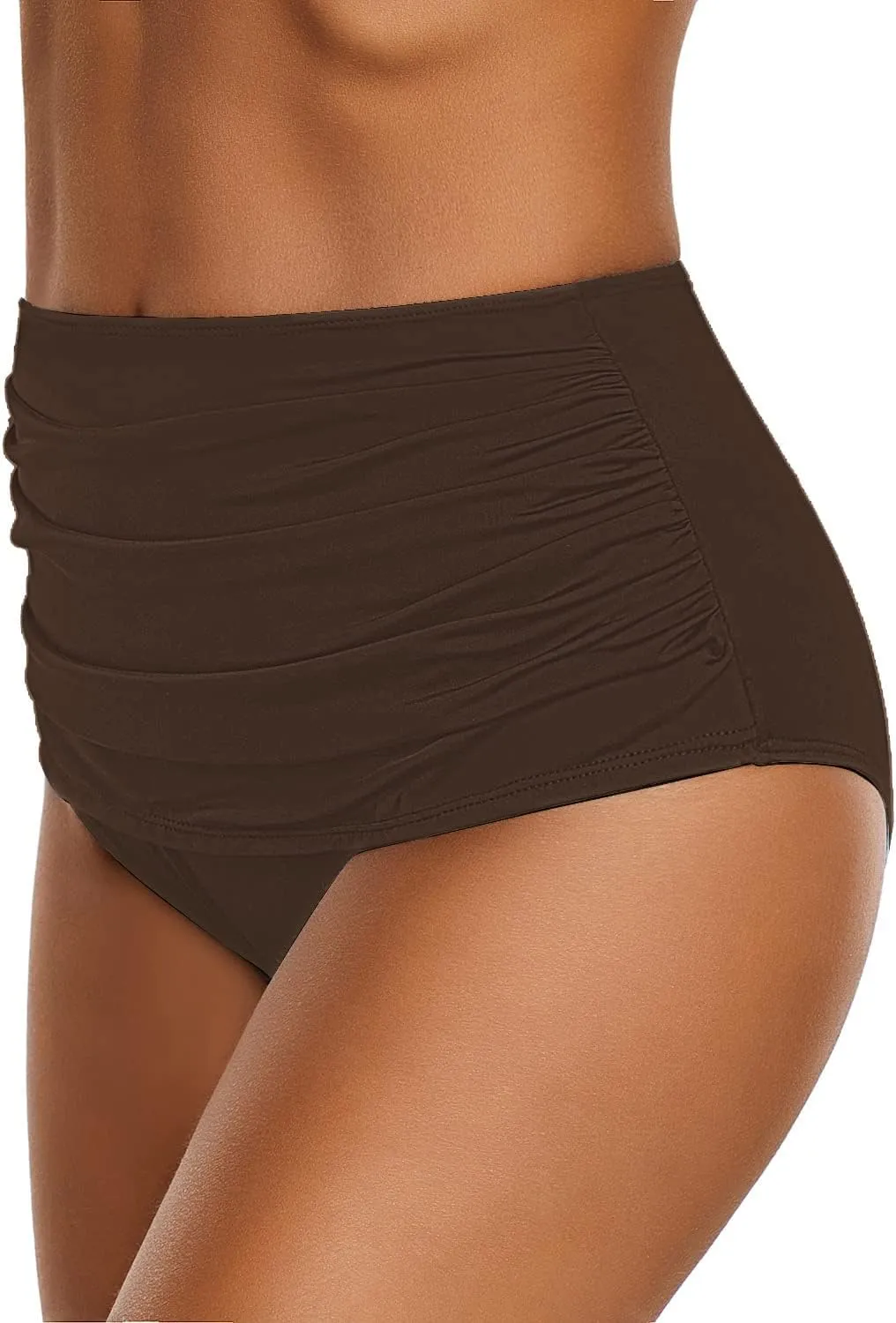 GRAPENT Women's High Waisted Swim Bottom Ruched Bikini Tankini Swimsuit Briefs