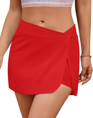 GRAPENT Women's Swim Skirt High Waisted Asymmetric Wrap Bikini Tankini Bathing Suits Bottoms Side Split Swimsuit Skirts