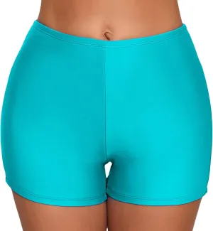 Halcurt Women's 3" High Waisted Swim Board Shorts Tankini Bottoms Boyshorts Beach Swimsuit