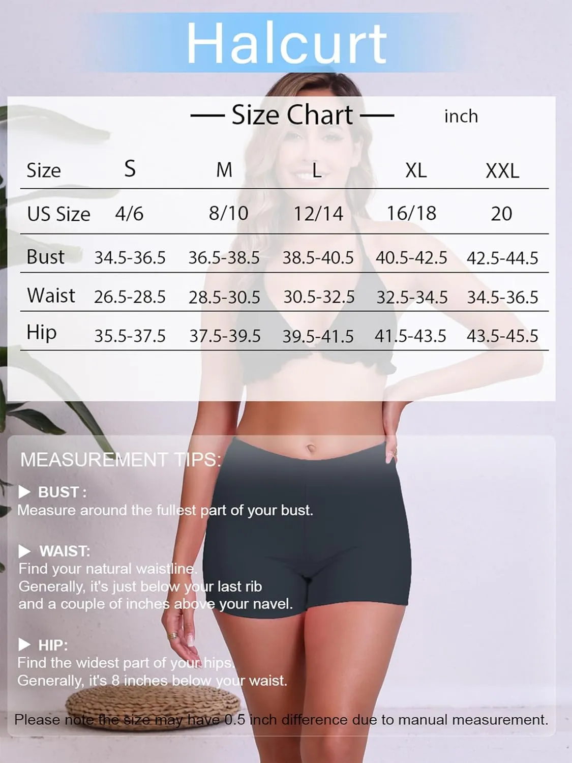 Halcurt Women's 3" High Waisted Swim Board Shorts Tankini Bottoms Boyshorts Beach Swimsuit