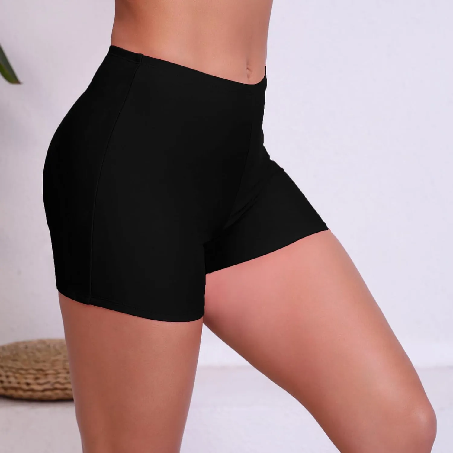 Halcurt Women's 3" High Waisted Swim Board Shorts Tankini Bottoms Boyshorts Beach Swimsuit
