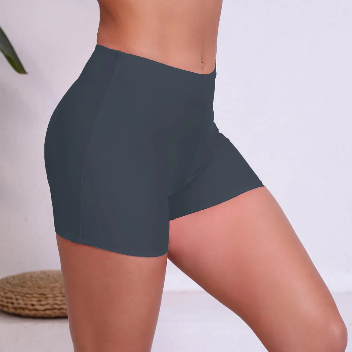 Halcurt Women's 3" High Waisted Swim Board Shorts Tankini Bottoms Boyshorts Beach Swimsuit