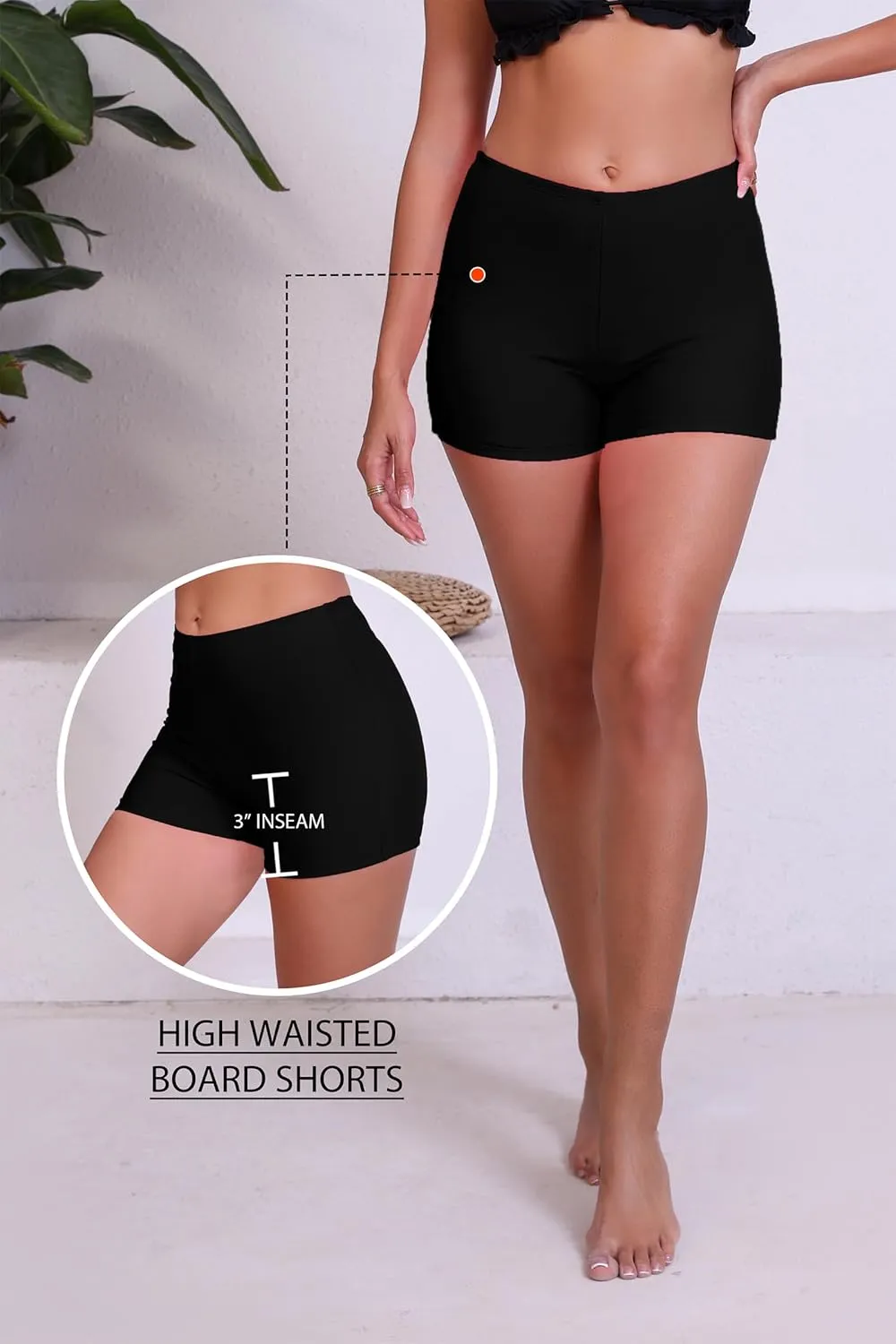 Halcurt Women's 3" High Waisted Swim Board Shorts Tankini Bottoms Boyshorts Beach Swimsuit