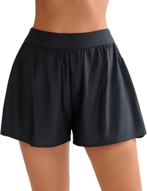 Halcurt Women's High Waisted Board Shorts with Liner Bikini Swim Bottoms