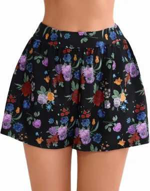 Halcurt Women's High Waisted Board Shorts with Liner Bikini Swim Bottoms