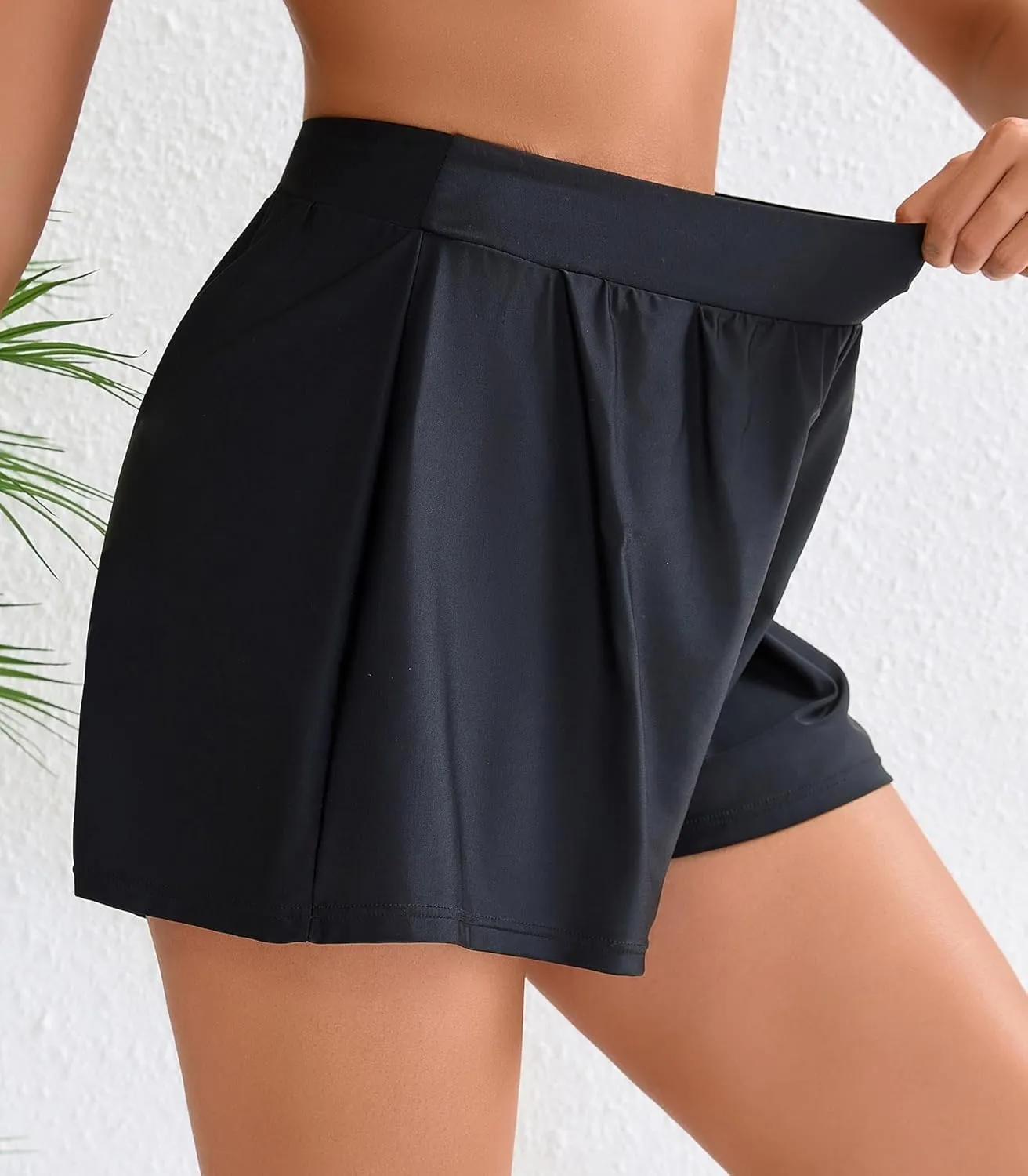 Halcurt Women's High Waisted Board Shorts with Liner Bikini Swim Bottoms