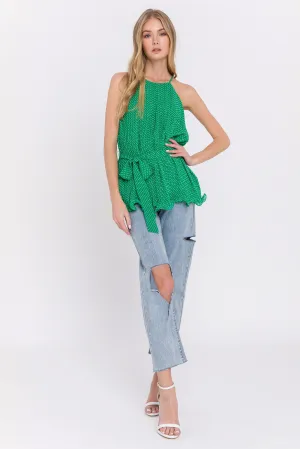 Halter Neck Pleated Top