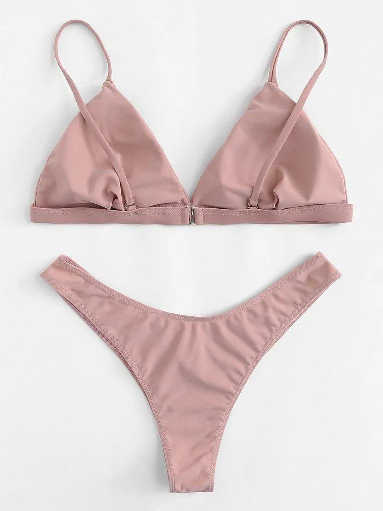 Halter Neck Triangle Bikini Set