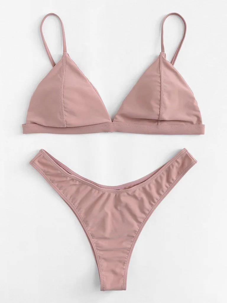 Halter Neck Triangle Bikini Set