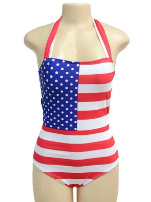 Halter Polka Dot Stripe Printed Monokinis