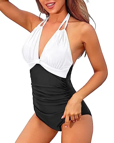 Halter Swimsuits Sexy Ruched Slimming Swimwear