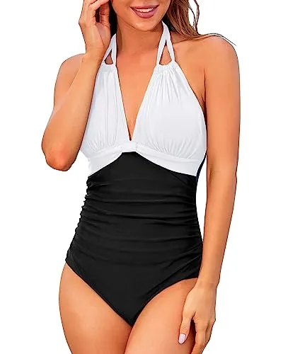 Halter Swimsuits Sexy Ruched Slimming Swimwear