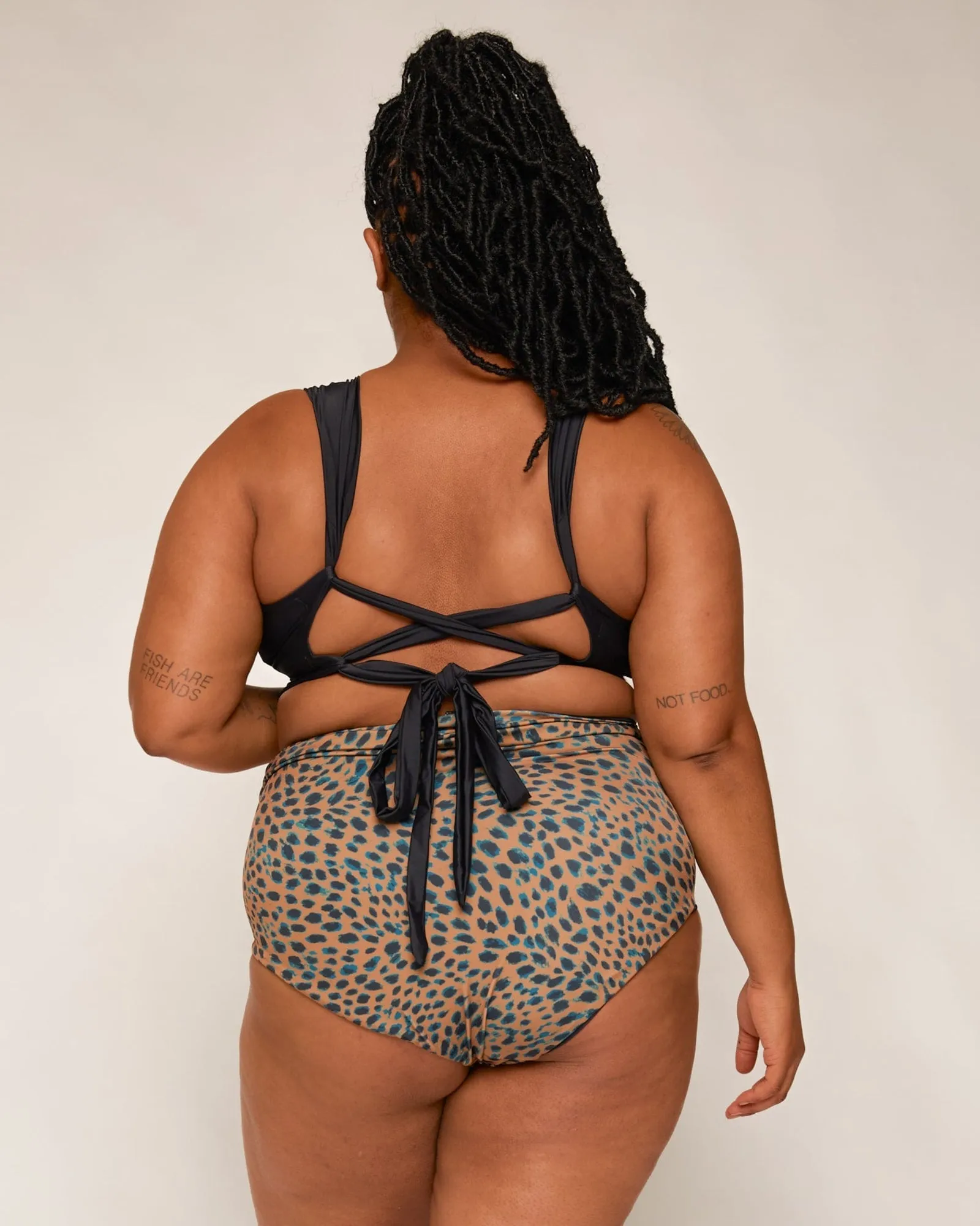 Hana High-Waisted Bikini Bottoms | Black/Cheetah