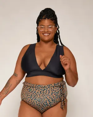 Hana High-Waisted Bikini Bottoms | Black/Cheetah