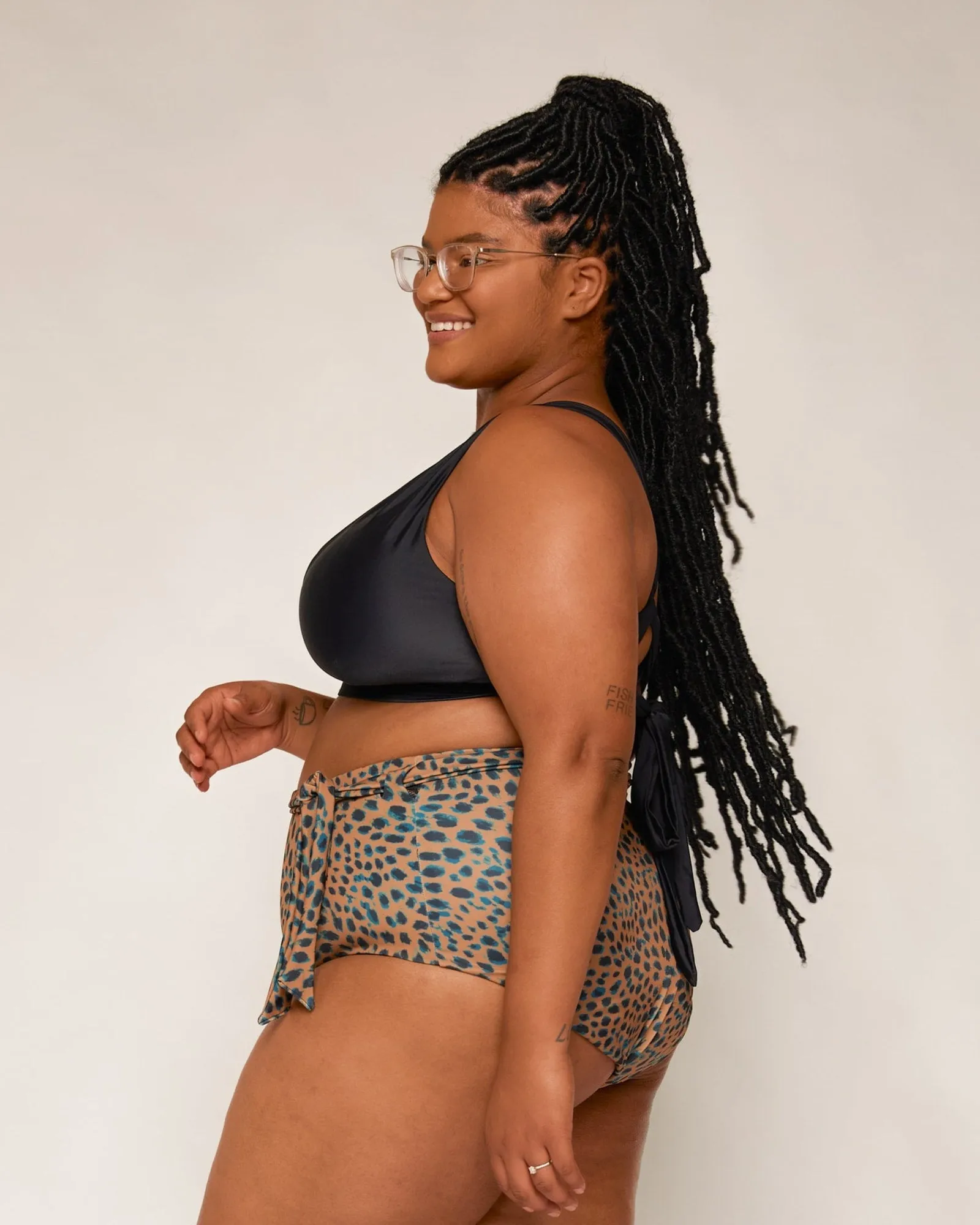 Hana High-Waisted Bikini Bottoms | Black/Cheetah