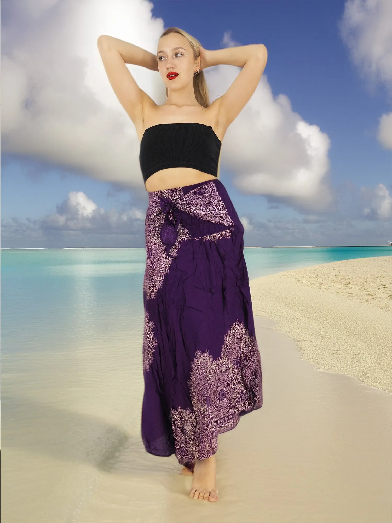 Handmade Rayon Boho Hippie Two In One Skirt Dress One Size