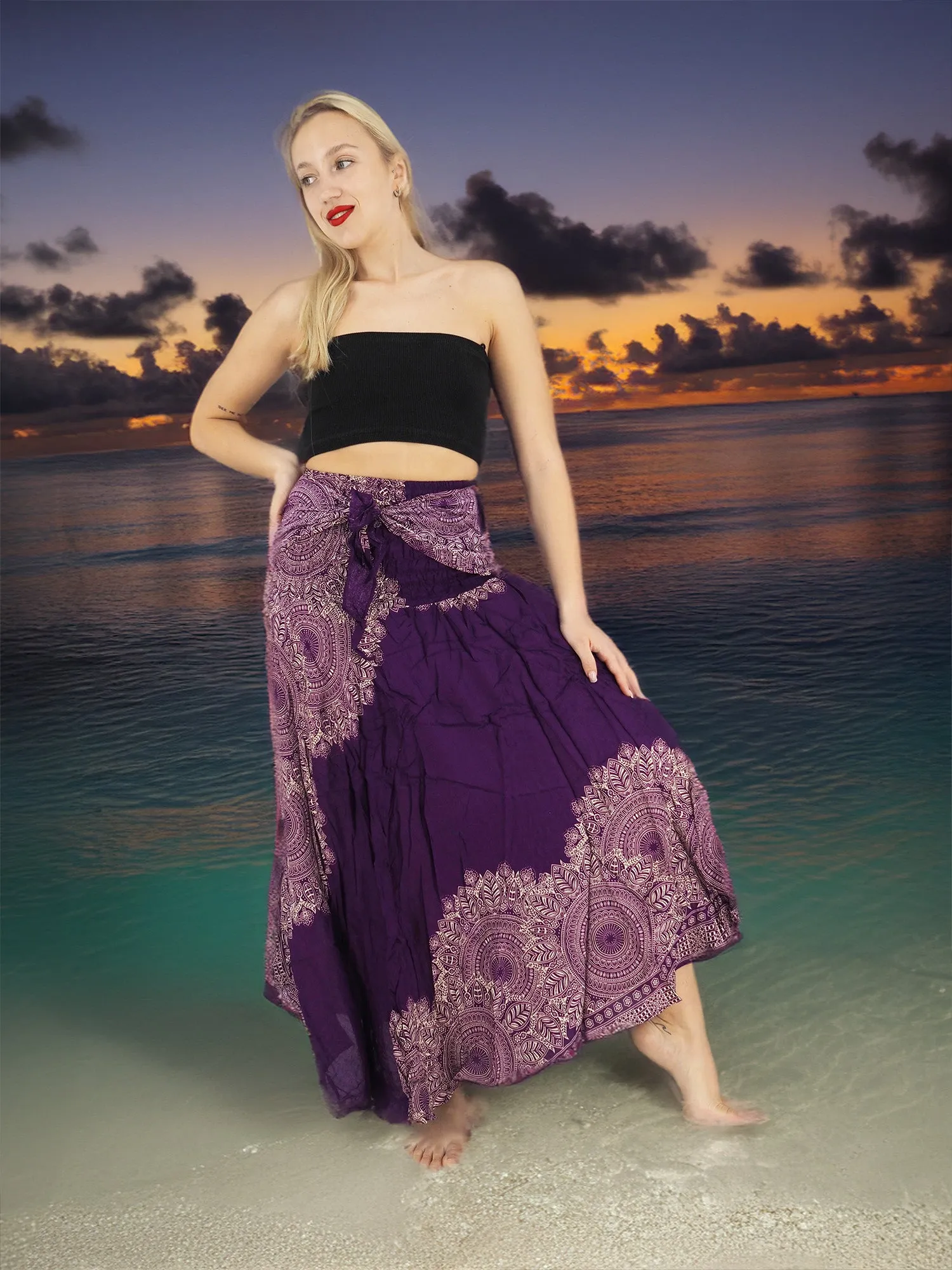 Handmade Rayon Boho Hippie Two In One Skirt Dress One Size