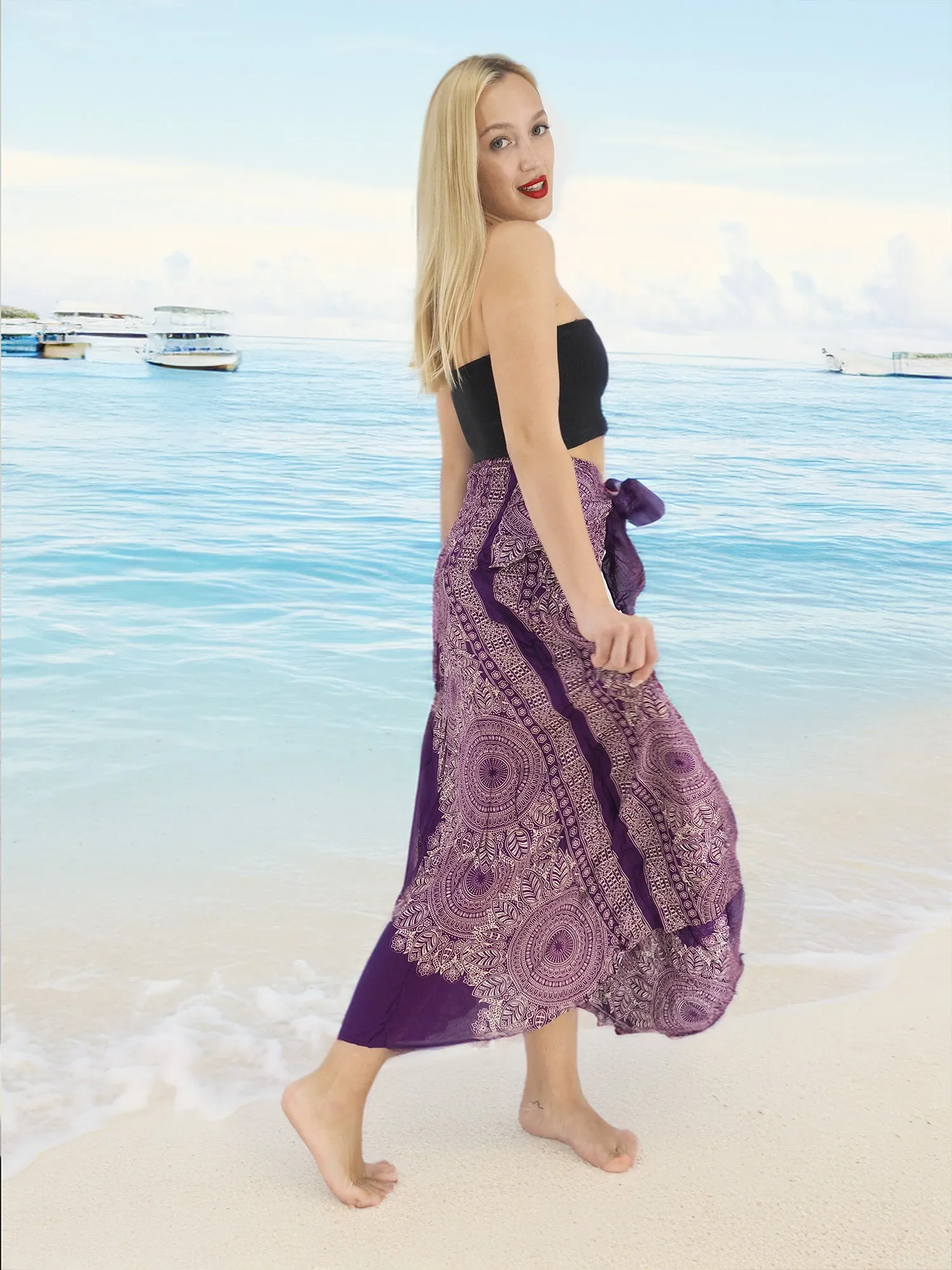 Handmade Rayon Boho Hippie Two In One Skirt Dress One Size