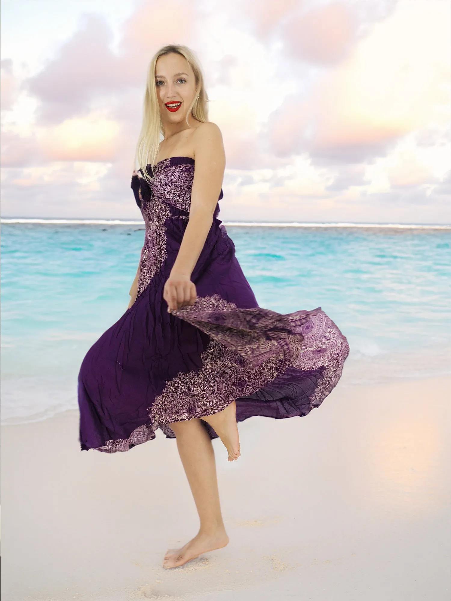 Handmade Rayon Boho Hippie Two In One Skirt Dress One Size