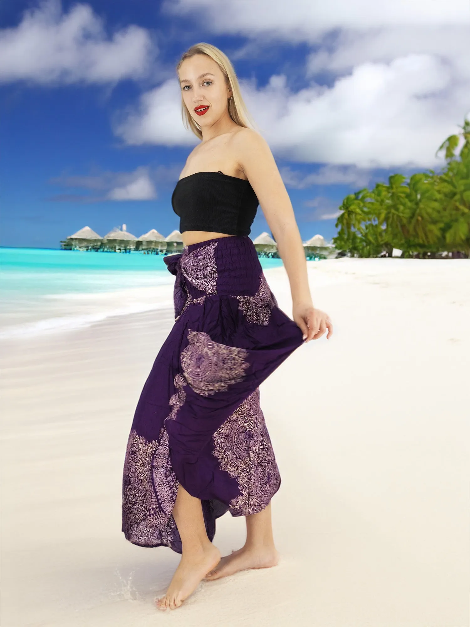 Handmade Rayon Boho Hippie Two In One Skirt Dress One Size