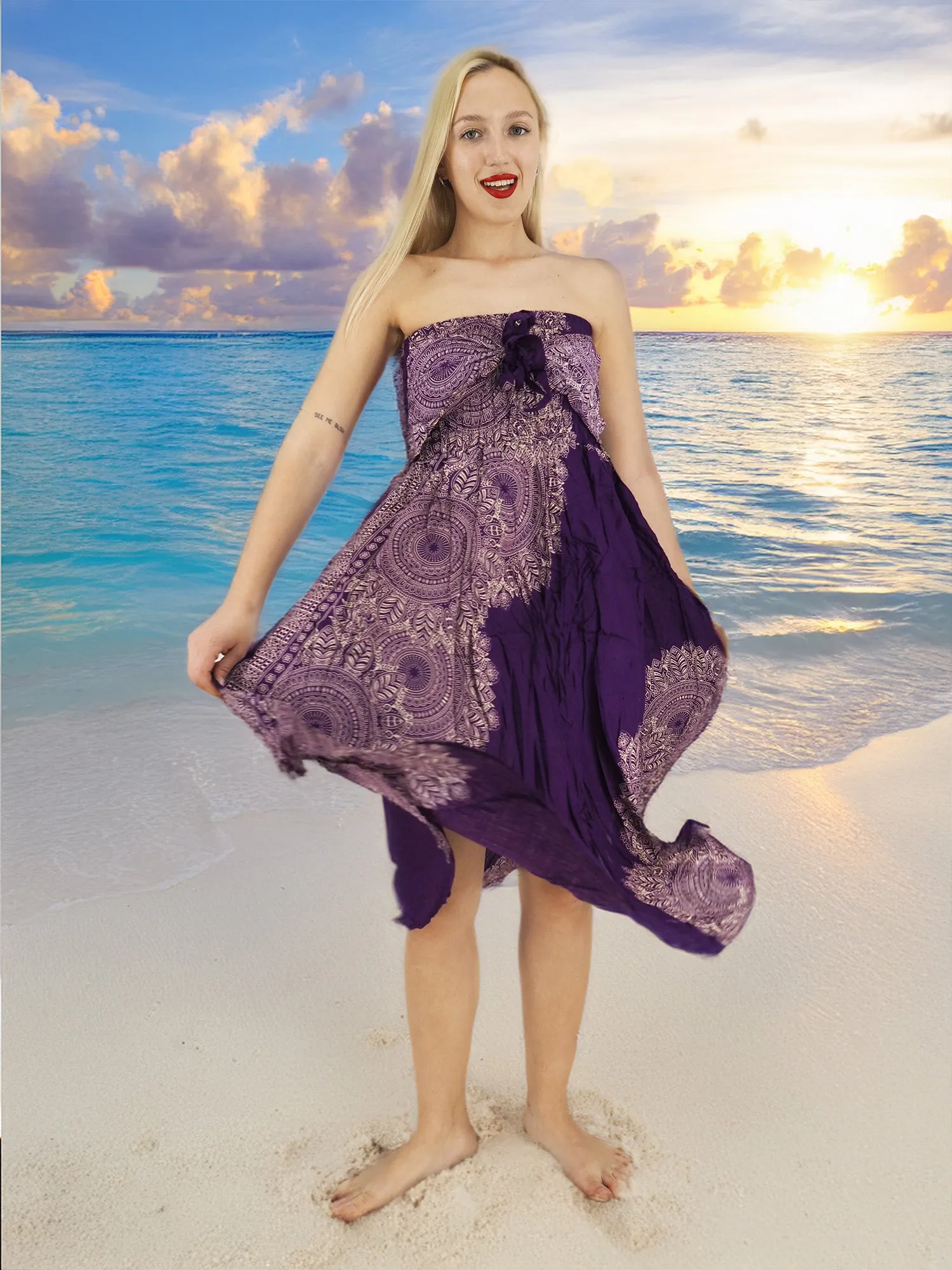 Handmade Rayon Boho Hippie Two In One Skirt Dress One Size