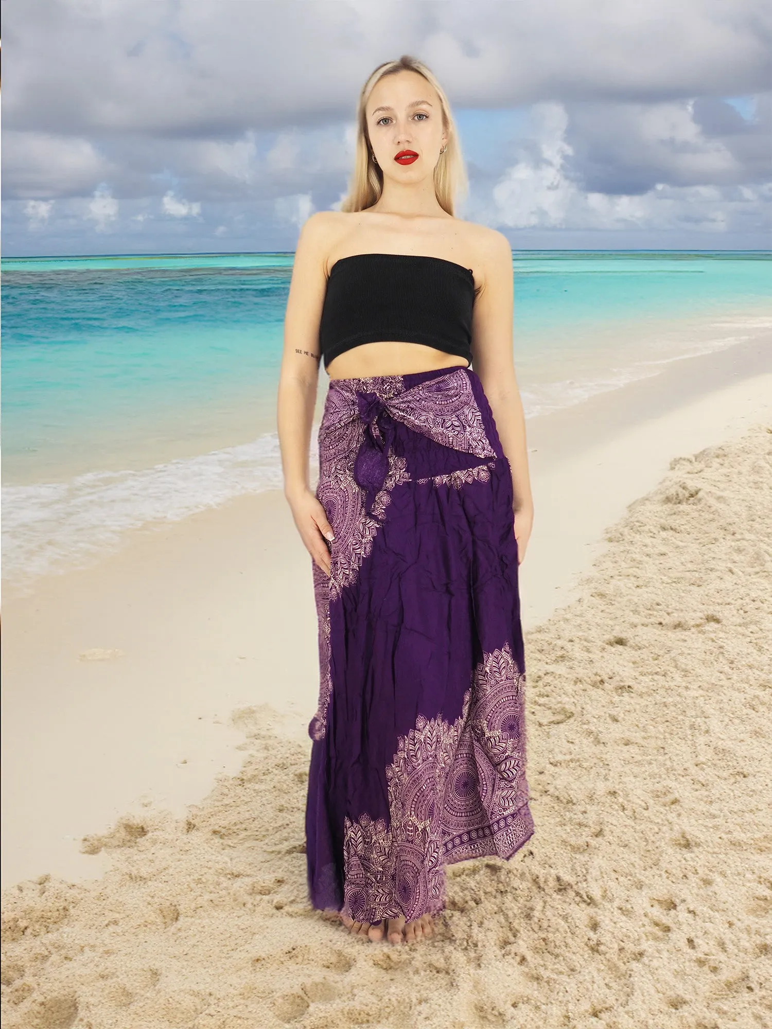 Handmade Rayon Boho Hippie Two In One Skirt Dress One Size