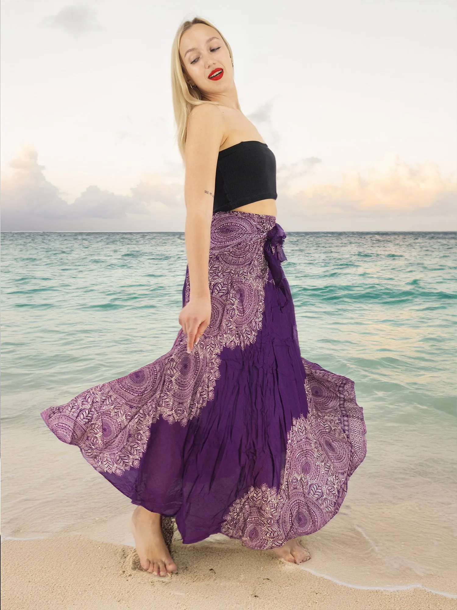 Handmade Rayon Boho Hippie Two In One Skirt Dress One Size