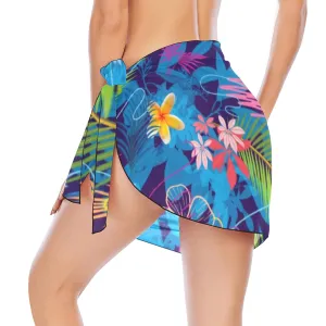 Hawaiian Blue Short Chiffon Sarong Wrap up to 5 XL (FWS)