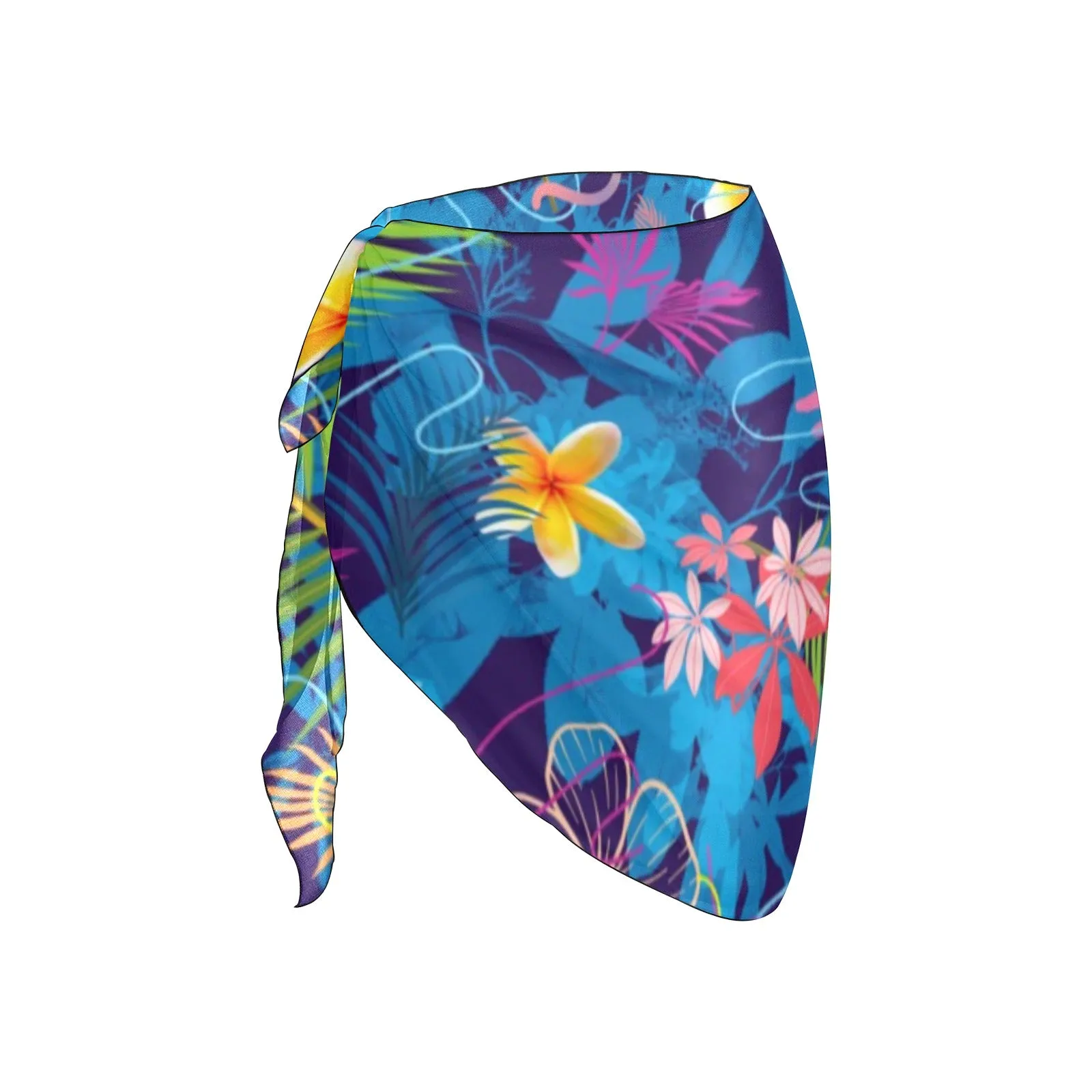 Hawaiian Blue Short Chiffon Sarong Wrap up to 5 XL (FWS)