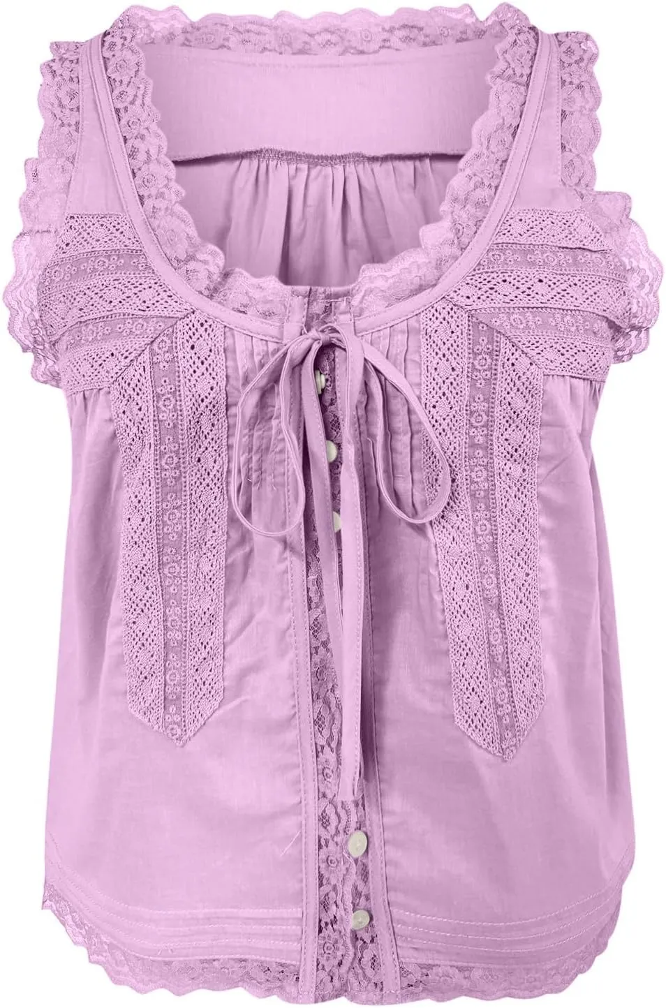 HGps8w Bow Tie Open Front Tank Top for Women Summer Embroidered Lace Trim Sleeveless V Neck Going Out Sexy Vest Crop Tops