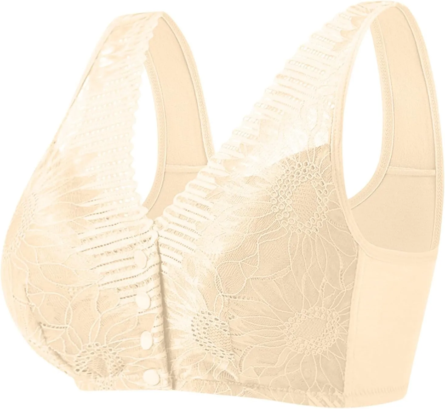 HGps8w Convenient Front Closure Bra for Women Plus Size Wireless Lace Bralette Padded Comfortable Wirefree Sleep Daily Bras