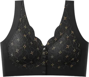 HGps8w Front Closure Lace Bras for Women Wireless Comfort Everyday Bra Adjustable No Underwire Convenient Padded Bralettes