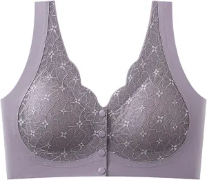 HGps8w Front Closure Lace Bras for Women Wireless Comfort Everyday Bra Adjustable No Underwire Convenient Padded Bralettes