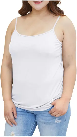 HGps8w Plus Size Camisole Shirts for Women Spaghetti Straps Summer Sleeveless Basic Casual Solid Cute Going Out Tank Tops