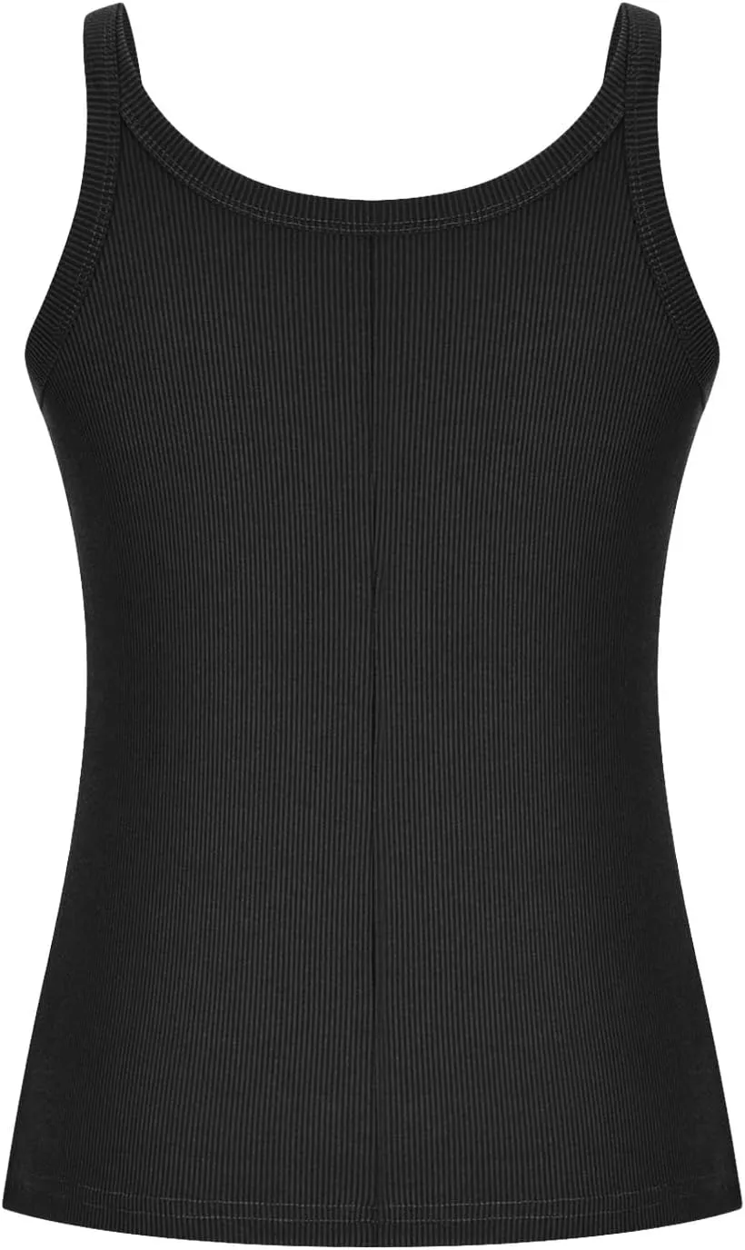 HGps8w Women's Plus Size U Neck Summer Tank Tops Sleeveless Ribbed Strechy Camisole Basic Casual Workout Tee Shirts