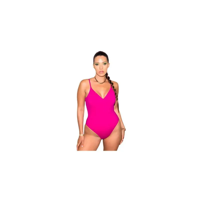 High Cut One-piece Solid Color Swimsuit