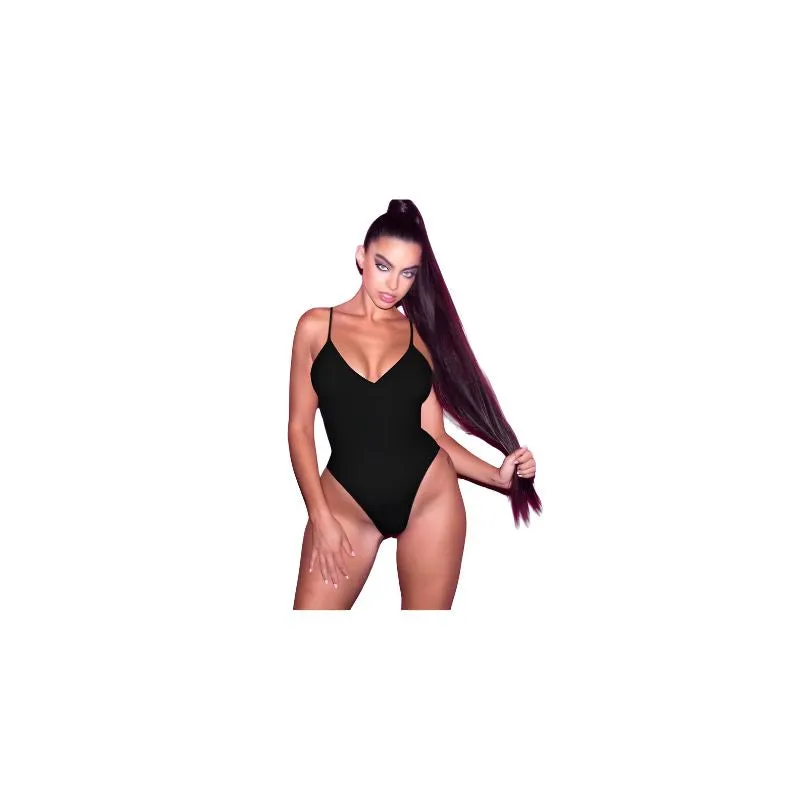 High Cut One-piece Solid Color Swimsuit