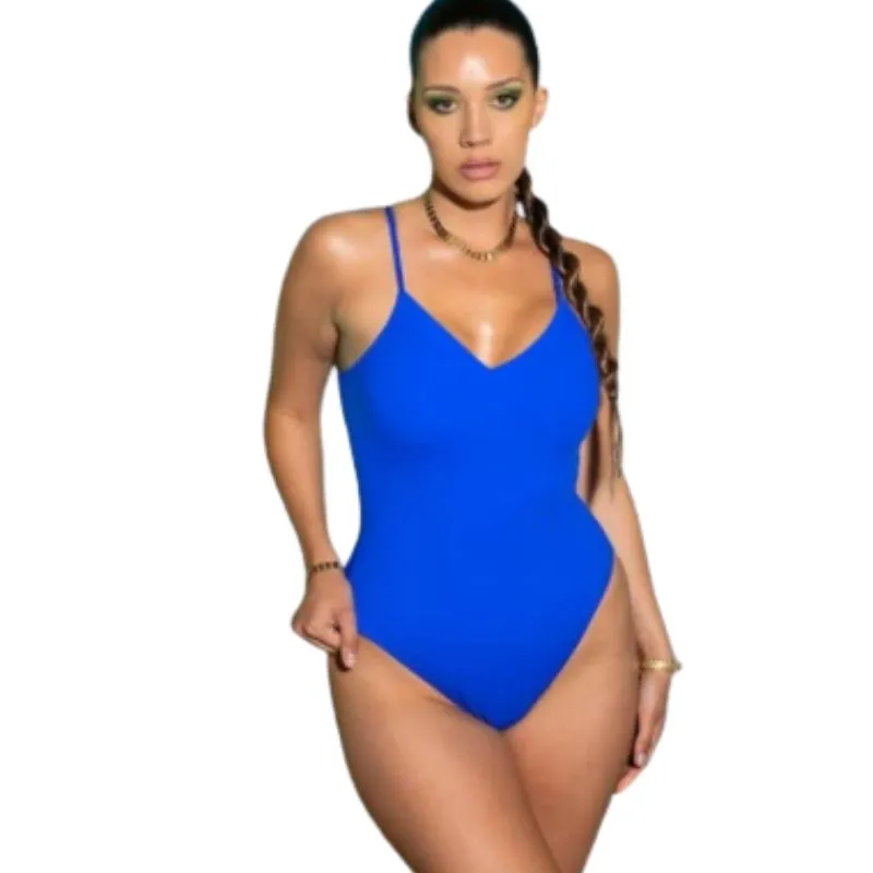 High Cut One-piece Solid Color Swimsuit