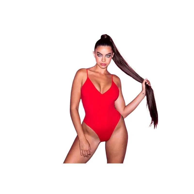 High Cut One-piece Solid Color Swimsuit