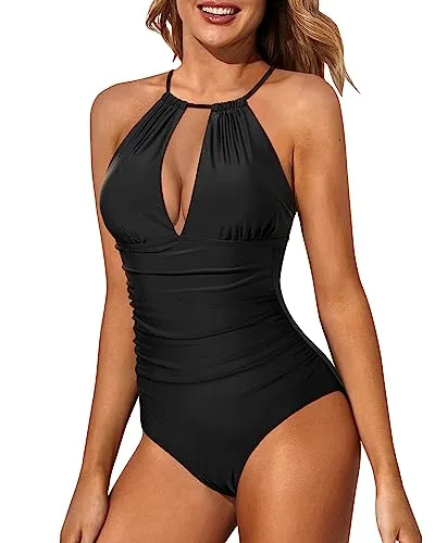 High Neck Tummy Control One Piece Bathing Suits
