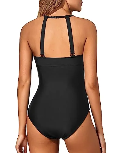 High Neck Tummy Control One Piece Bathing Suits
