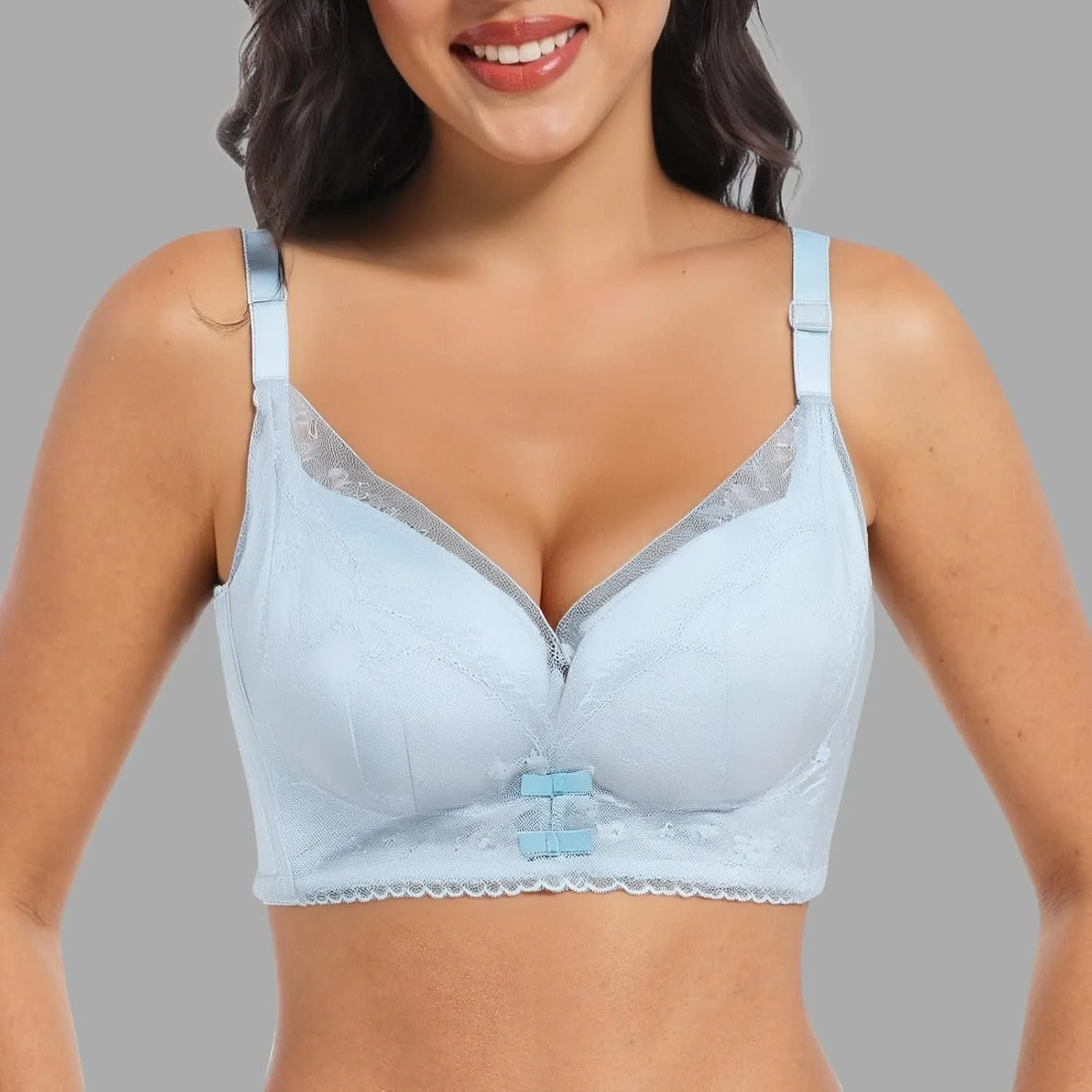 High Support Bra for Women Lace Seamless Full Coverage Adjustable Bras No Underwire Gather Powerful Push Up Comfy Bras
